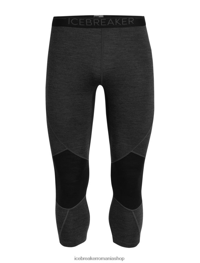 Icebreaker îmbrăcăminte jet heather/negru bărbați jambiere termice bodyfitzone merino 260 zone 3/4 DL46T443