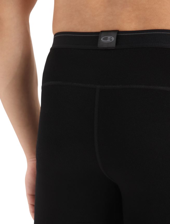 Icebreaker îmbrăcăminte negru bărbați colanți termici merino 260 tech cu muscă DL46T158