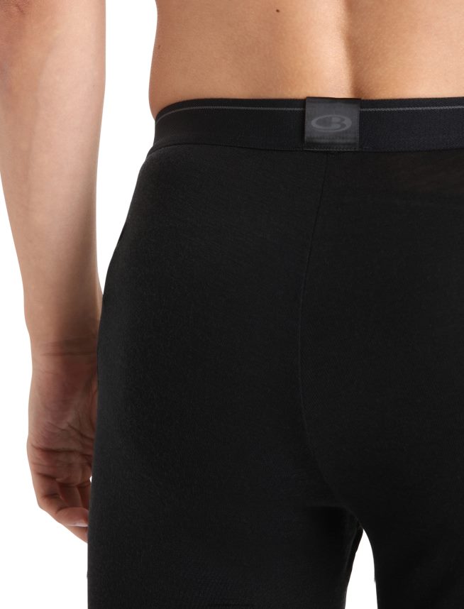 Icebreaker îmbrăcăminte negru bărbați merino 175 jambiere termice de zi cu zi cu musca DL46T138