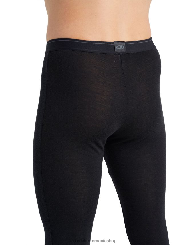 Icebreaker îmbrăcăminte negru bărbați merino 175 jambiere termice de zi cu zi cu musca DL46T138