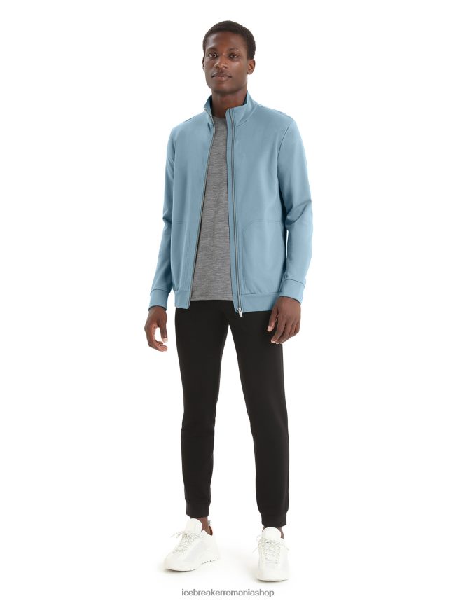 Icebreaker îmbrăcăminte albastru astral bărbați fermoar central clasic cu mânecă lungă din merino DL46T210