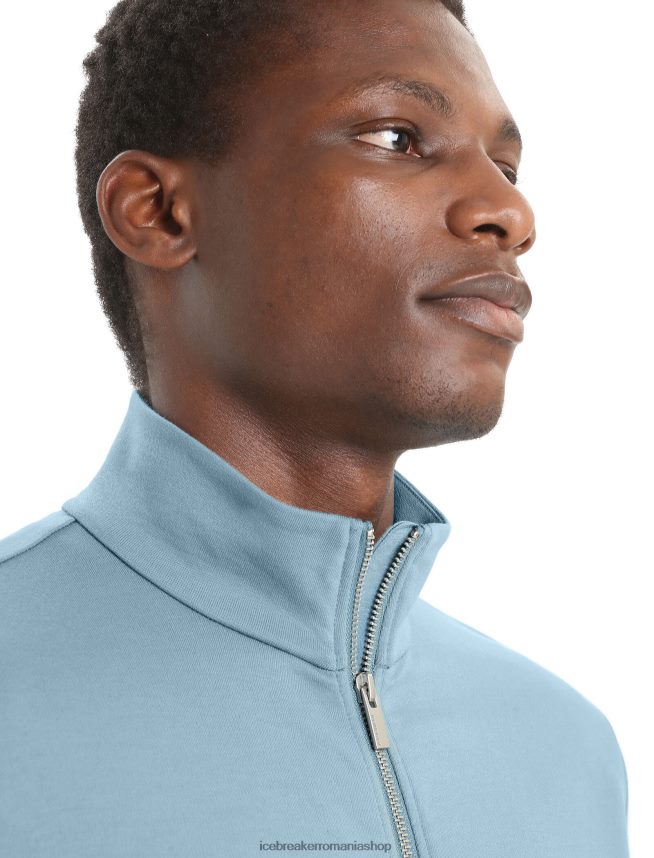 Icebreaker îmbrăcăminte albastru astral bărbați fermoar central clasic cu mânecă lungă din merino DL46T210