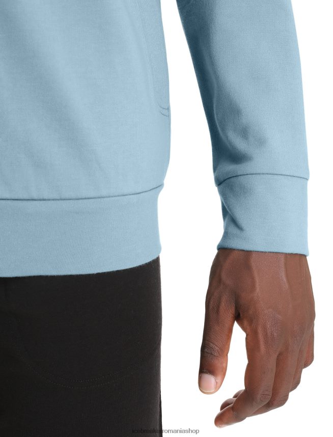 Icebreaker îmbrăcăminte albastru astral bărbați fermoar central clasic cu mânecă lungă din merino DL46T210