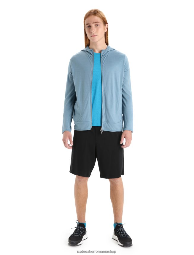 Icebreaker îmbrăcăminte albastru astral bărbați hanorac cu mânecă lungă și fermoar merino granary DL46T206