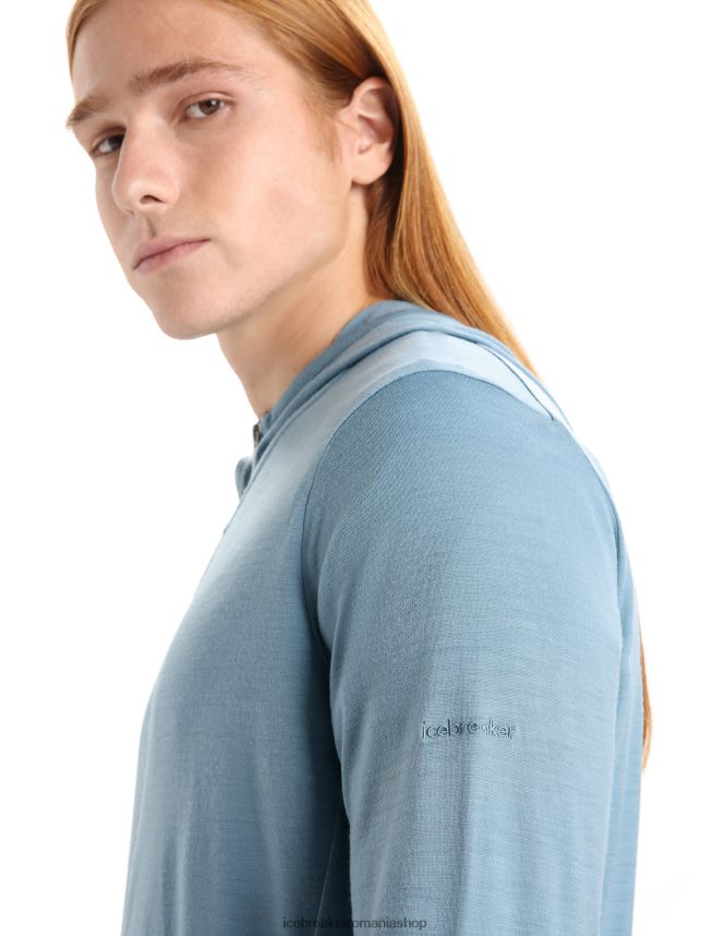 Icebreaker îmbrăcăminte albastru astral bărbați hanorac cu mânecă lungă și fermoar merino granary DL46T206