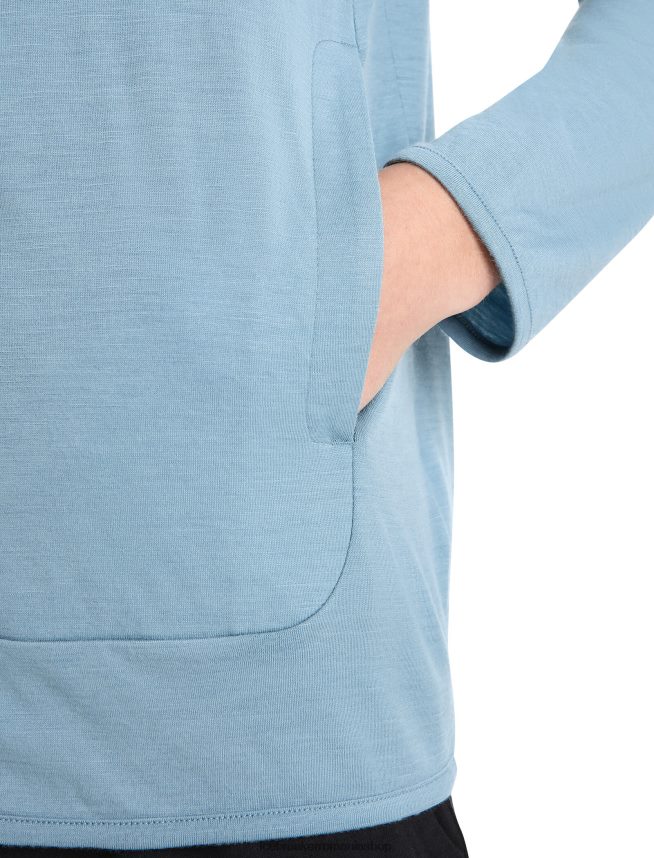 Icebreaker îmbrăcăminte albastru astral bărbați hanorac cu mânecă lungă și fermoar merino granary DL46T206