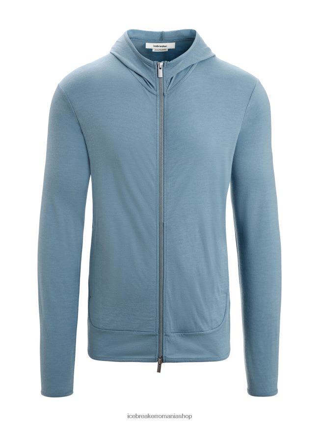 Icebreaker îmbrăcăminte albastru astral bărbați hanorac cu mânecă lungă și fermoar merino granary DL46T206