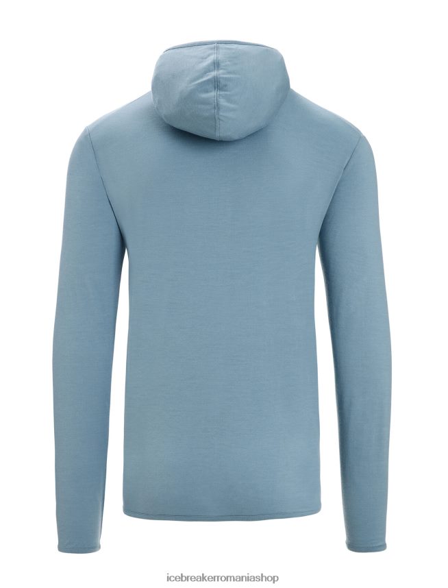 Icebreaker îmbrăcăminte albastru astral bărbați hanorac cu mânecă lungă și fermoar merino granary DL46T206