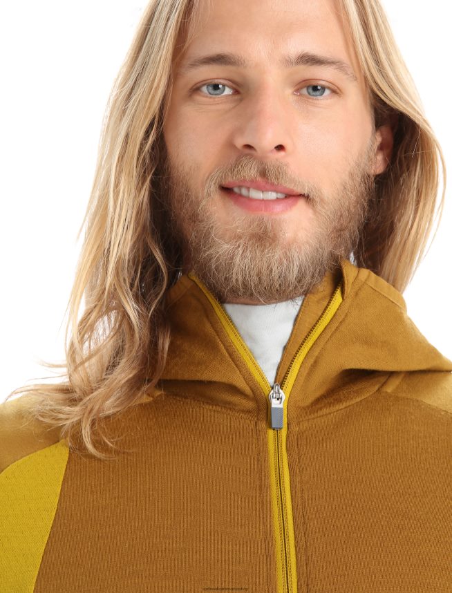 Icebreaker îmbrăcăminte cuișoare/aur tăcut bărbați hanorac cu mânecă lungă cu fermoar din merino zoneknit DL46T408