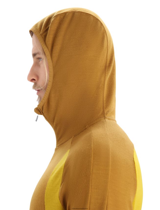 Icebreaker îmbrăcăminte cuișoare/aur tăcut bărbați hanorac cu mânecă lungă cu fermoar din merino zoneknit DL46T408