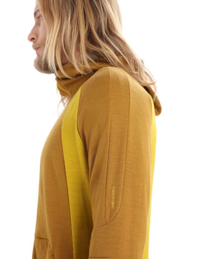 Icebreaker îmbrăcăminte cuișoare/aur tăcut bărbați hanorac cu mânecă lungă cu fermoar din merino zoneknit DL46T408