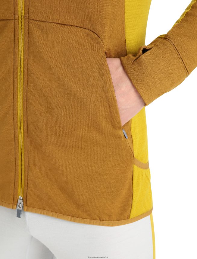 Icebreaker îmbrăcăminte cuișoare/aur tăcut bărbați hanorac cu mânecă lungă cu fermoar din merino zoneknit DL46T408