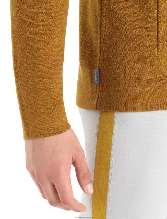 Icebreaker îmbrăcăminte cuișoare/aur tăcut bărbați hanorac izolat cu mânecă lungă cu fermoar din merino zoneknit în adâncime DL46T404