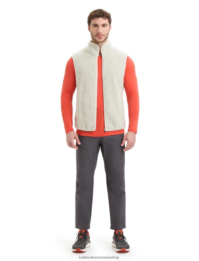 Icebreaker îmbrăcăminte ecru ecru/zăpadă bărbați vestă din merino realfleece cu pile înalte DL46T234