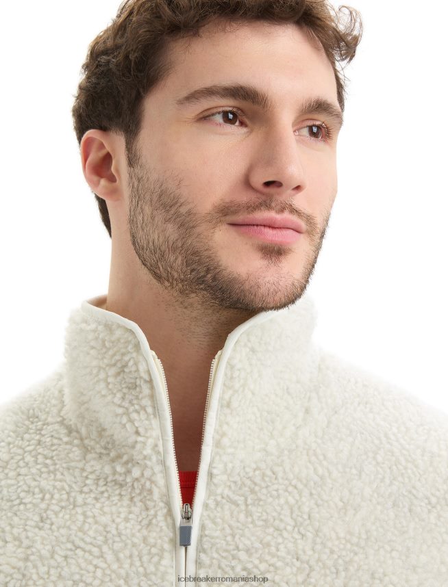 Icebreaker îmbrăcăminte ecru ecru/zăpadă bărbați vestă din merino realfleece cu pile înalte DL46T234