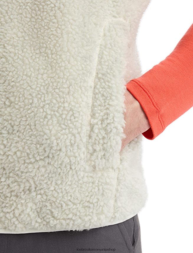 Icebreaker îmbrăcăminte ecru ecru/zăpadă bărbați vestă din merino realfleece cu pile înalte DL46T234