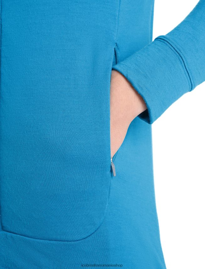 Icebreaker îmbrăcăminte geo albastru bărbați fermoar cu mânecă lungă merino quantum iii DL46T213