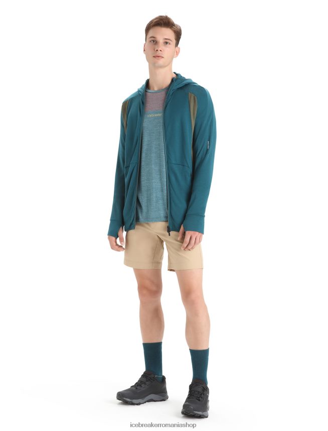 Icebreaker îmbrăcăminte glorie verde/loden bărbați hanorac cu mânecă lungă cu fermoar din merino zoneknit DL46T219