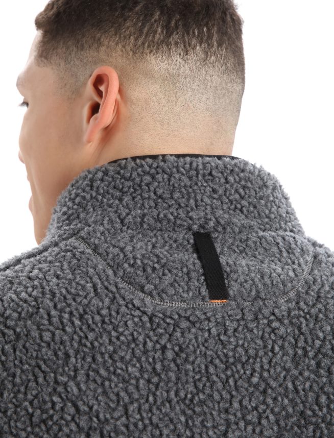 Icebreaker îmbrăcăminte gresie heather/negru bărbați jachetă realfleece merinos cu mânecă lungă cu jumătate de fermoar DL46T232