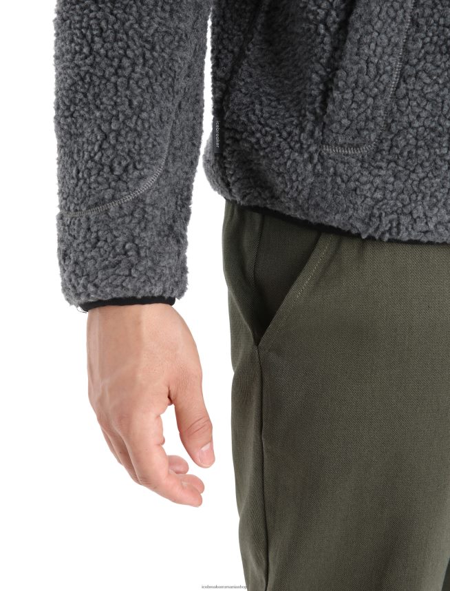 Icebreaker îmbrăcăminte gresie heather/negru bărbați jachetă realfleece merinos cu mânecă lungă cu jumătate de fermoar DL46T232