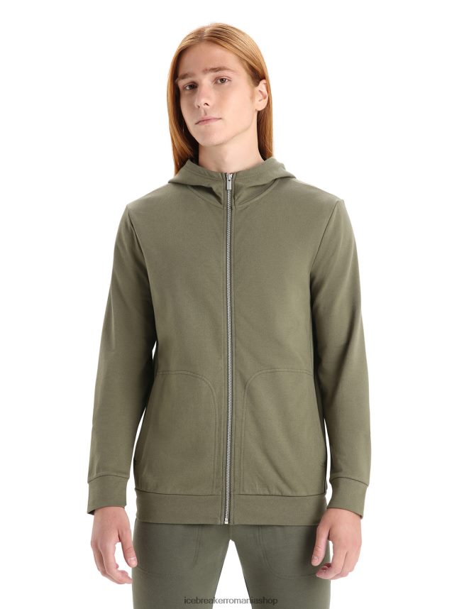 Icebreaker îmbrăcăminte loden bărbați hanorac cu fermoar cu mânecă lungă din merino central clasic DL46T208