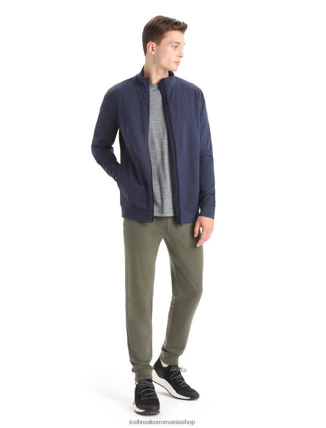 Icebreaker îmbrăcăminte marina de la miezul nopții bărbați fermoar central clasic cu mânecă lungă din merino DL46T211