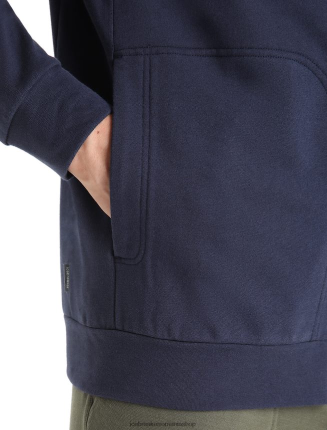 Icebreaker îmbrăcăminte marina de la miezul nopții bărbați fermoar central clasic cu mânecă lungă din merino DL46T211