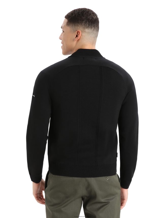 Icebreaker îmbrăcăminte negru bărbați City label zoneknit merinos izolat tricot bomber DL46T220