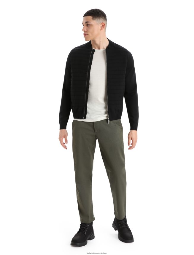 Icebreaker îmbrăcăminte negru bărbați City label zoneknit merinos izolat tricot bomber DL46T220