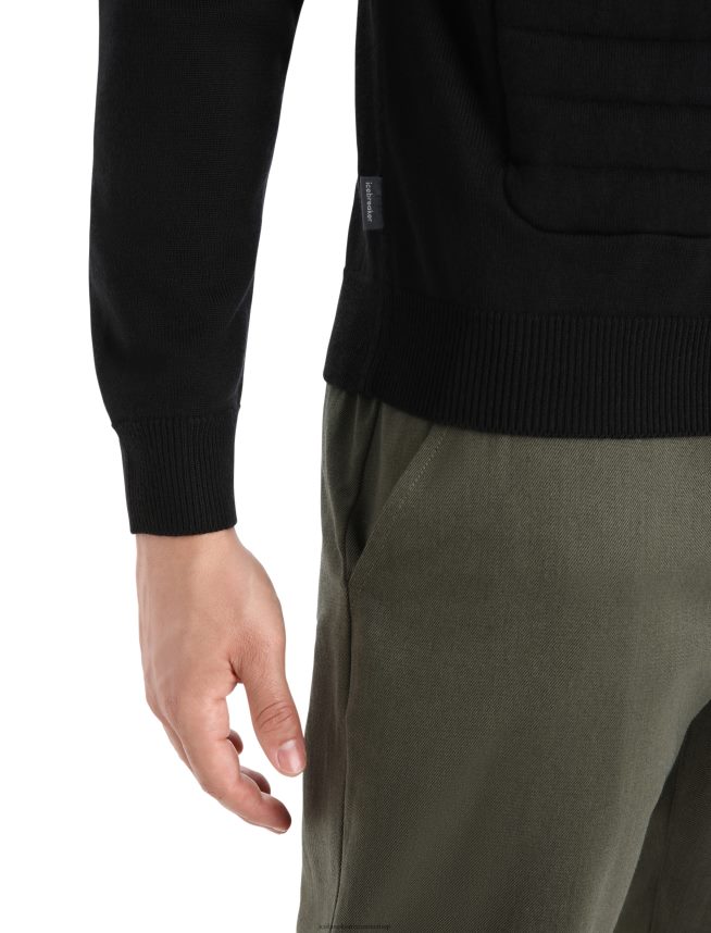 Icebreaker îmbrăcăminte negru bărbați City label zoneknit merinos izolat tricot bomber DL46T220