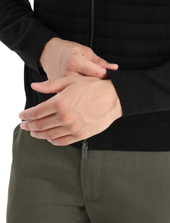 Icebreaker îmbrăcăminte negru bărbați City label zoneknit merinos izolat tricot bomber DL46T220