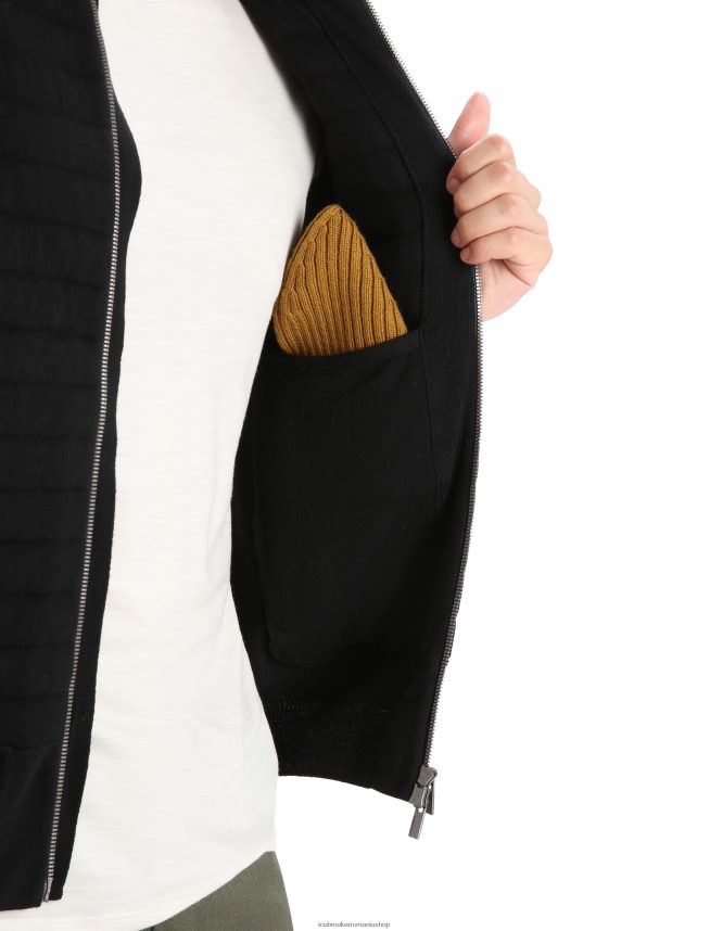 Icebreaker îmbrăcăminte negru bărbați City label zoneknit merinos izolat tricot bomber DL46T220