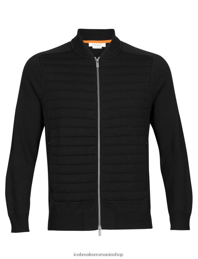 Icebreaker îmbrăcăminte negru bărbați City label zoneknit merinos izolat tricot bomber DL46T220
