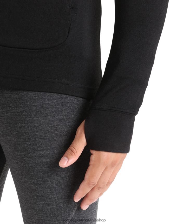 Icebreaker îmbrăcăminte negru bărbați fermoar cu mânecă lungă merino quantum iii DL46T212