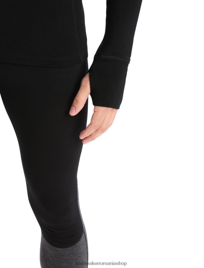 Icebreaker îmbrăcăminte negru bărbați hanorac termic cu mânecă lungă izolată din merino zoneknit DL46T181