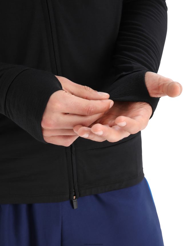 Icebreaker îmbrăcăminte negru bărbați top cu fermoar cu mânecă lungă din merino zoneknit DL46T229