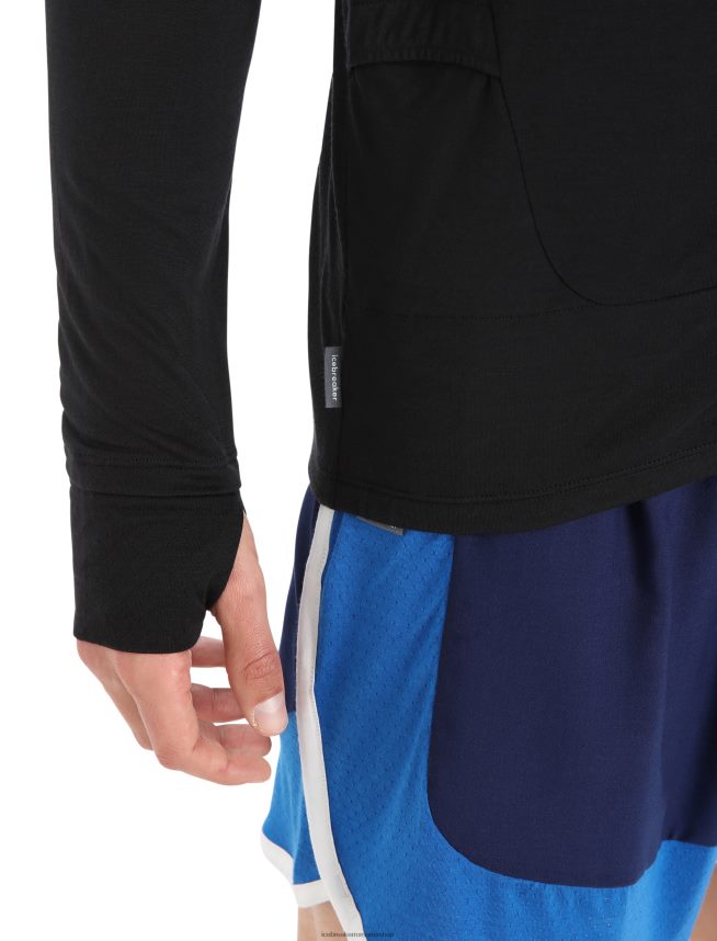 Icebreaker îmbrăcăminte negru bărbați top cu fermoar cu mânecă lungă din merino zoneknit DL46T229