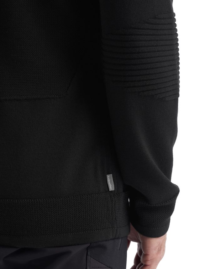 Icebreaker îmbrăcăminte negru bărbați zoneknit merinos cu maneca lunga cu jumatate de fermoar DL46T231