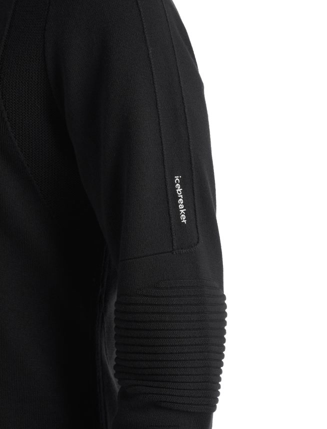 Icebreaker îmbrăcăminte negru bărbați zoneknit merinos cu maneca lunga cu jumatate de fermoar DL46T231