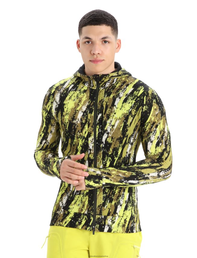 Icebreaker îmbrăcăminte negru/strălucire bărbați merino quantum iii hanorac cu mânecă lungă și fermoar sedimentary DL46T414