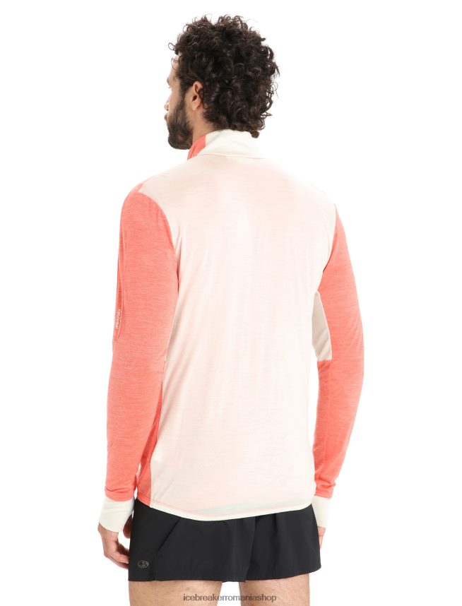 Icebreaker îmbrăcăminte pământ vibrant erica/cretă bărbați top cu fermoar cu mânecă lungă din merino zoneknit DL46T230