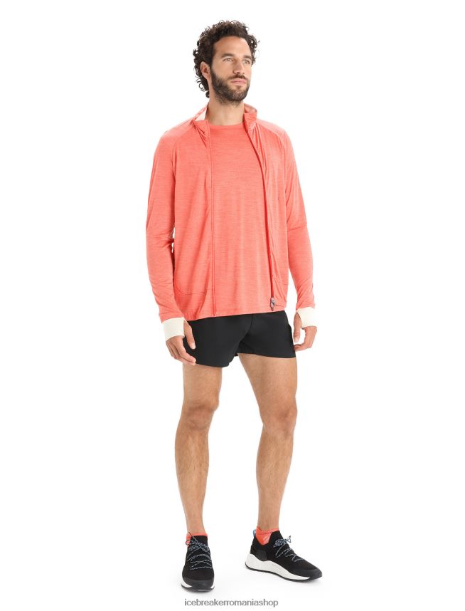 Icebreaker îmbrăcăminte pământ vibrant erica/cretă bărbați top cu fermoar cu mânecă lungă din merino zoneknit DL46T230
