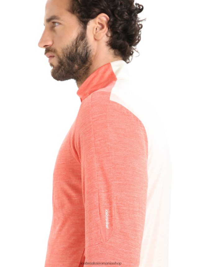 Icebreaker îmbrăcăminte pământ vibrant erica/cretă bărbați top cu fermoar cu mânecă lungă din merino zoneknit DL46T230