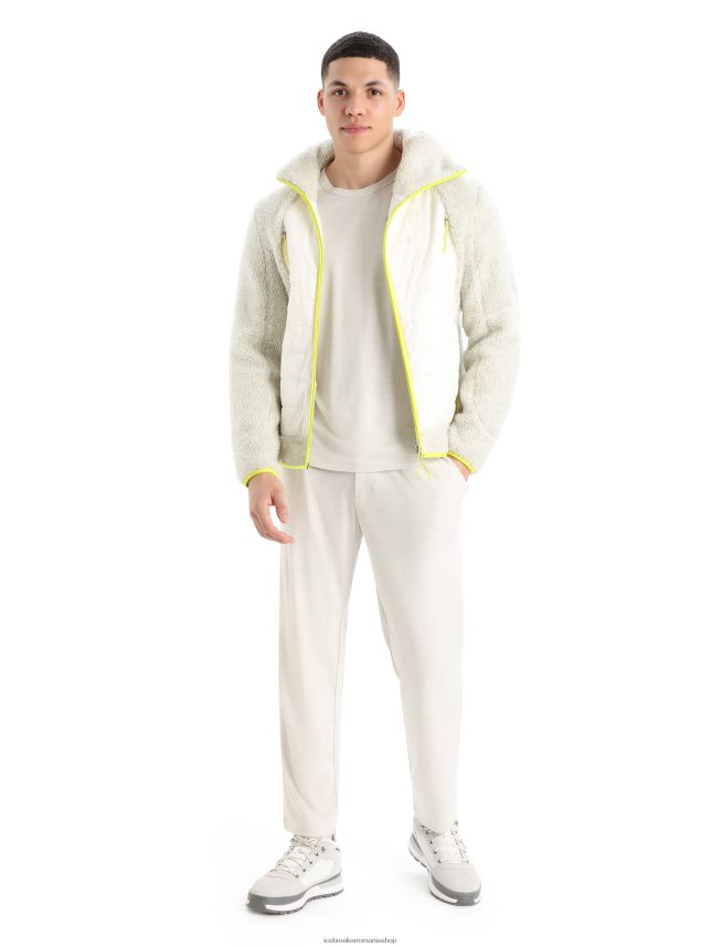 Icebreaker îmbrăcăminte ecru ecru/zăpadă bărbați Glugă cu fermoar cu mânecă lungă realfleece merino DL46T415