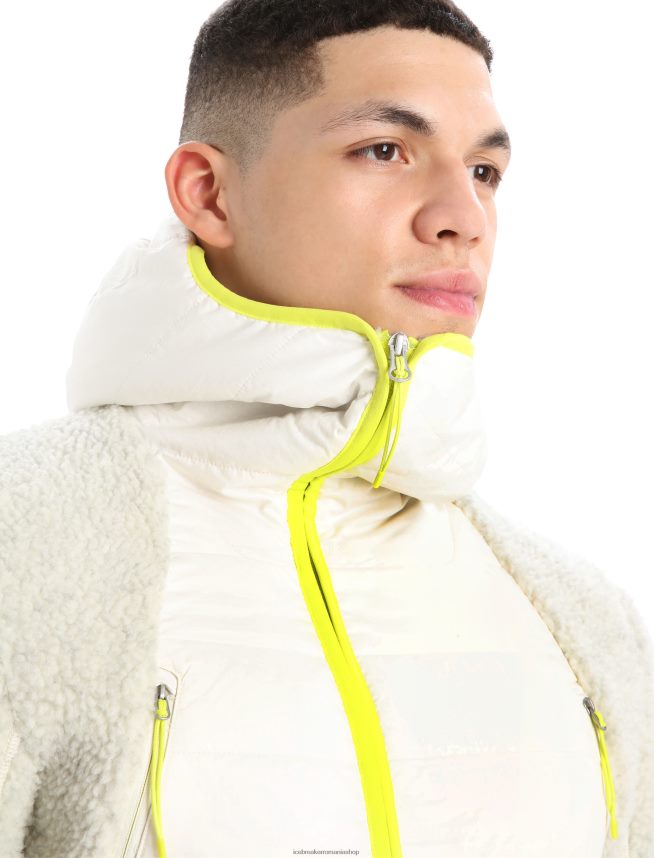 Icebreaker îmbrăcăminte ecru ecru/zăpadă bărbați Glugă cu fermoar cu mânecă lungă realfleece merino DL46T415