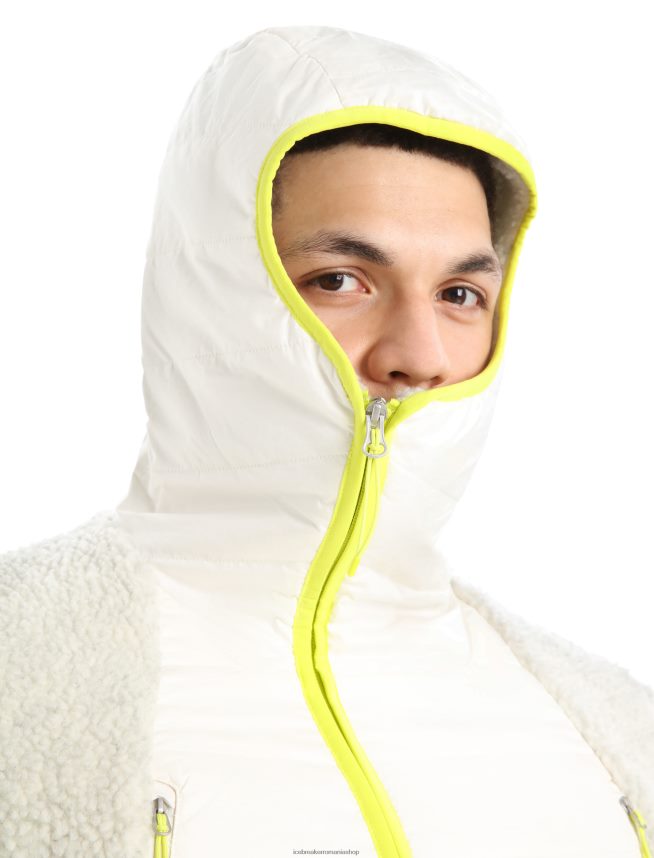 Icebreaker îmbrăcăminte ecru ecru/zăpadă bărbați Glugă cu fermoar cu mânecă lungă realfleece merino DL46T415