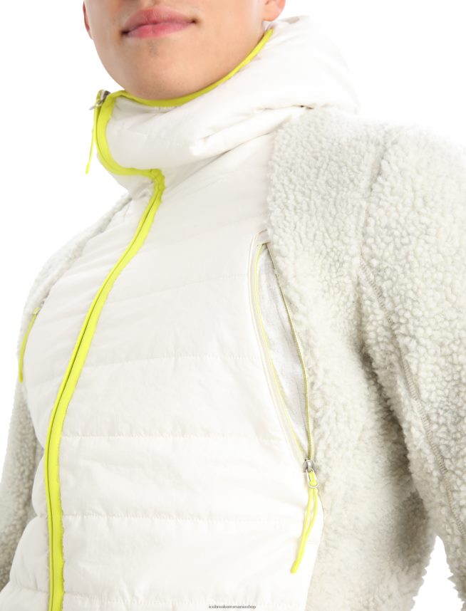 Icebreaker îmbrăcăminte ecru ecru/zăpadă bărbați Glugă cu fermoar cu mânecă lungă realfleece merino DL46T415