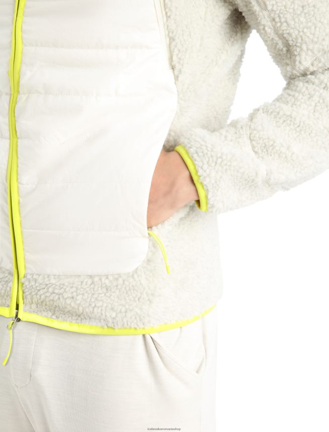 Icebreaker îmbrăcăminte ecru ecru/zăpadă bărbați Glugă cu fermoar cu mânecă lungă realfleece merino DL46T415