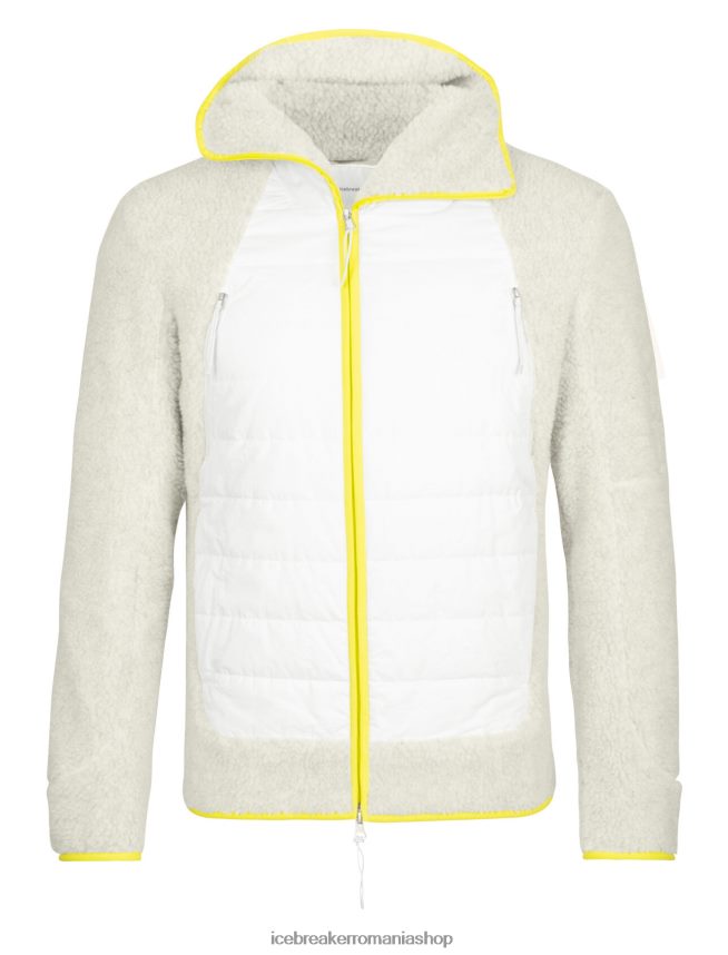 Icebreaker îmbrăcăminte ecru ecru/zăpadă bărbați Glugă cu fermoar cu mânecă lungă realfleece merino DL46T415