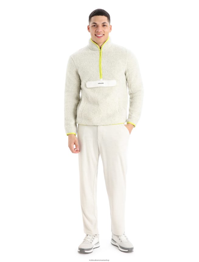 Icebreaker îmbrăcăminte ecru heather/shine bărbați jachetă realfleece merinos cu mânecă lungă cu jumătate de fermoar DL46T371